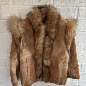 Niki Made in Hong Kong Luxurious Brown Rabbit Fur Girls Kids Coat sz 10